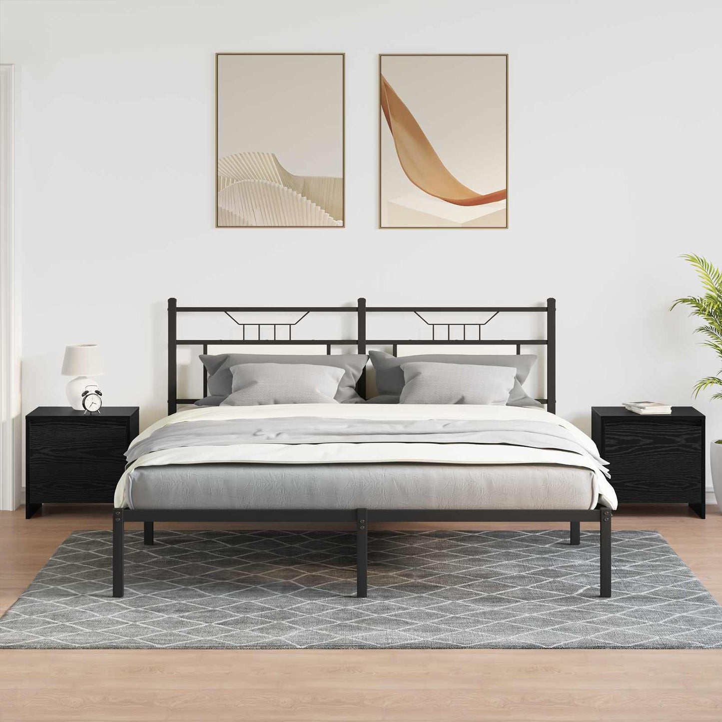 vidaXL Κομοδίνο Μαύρη Οξυά 45 x 34 x 44,5 εκ Επεξεργασμένο Ξύλο