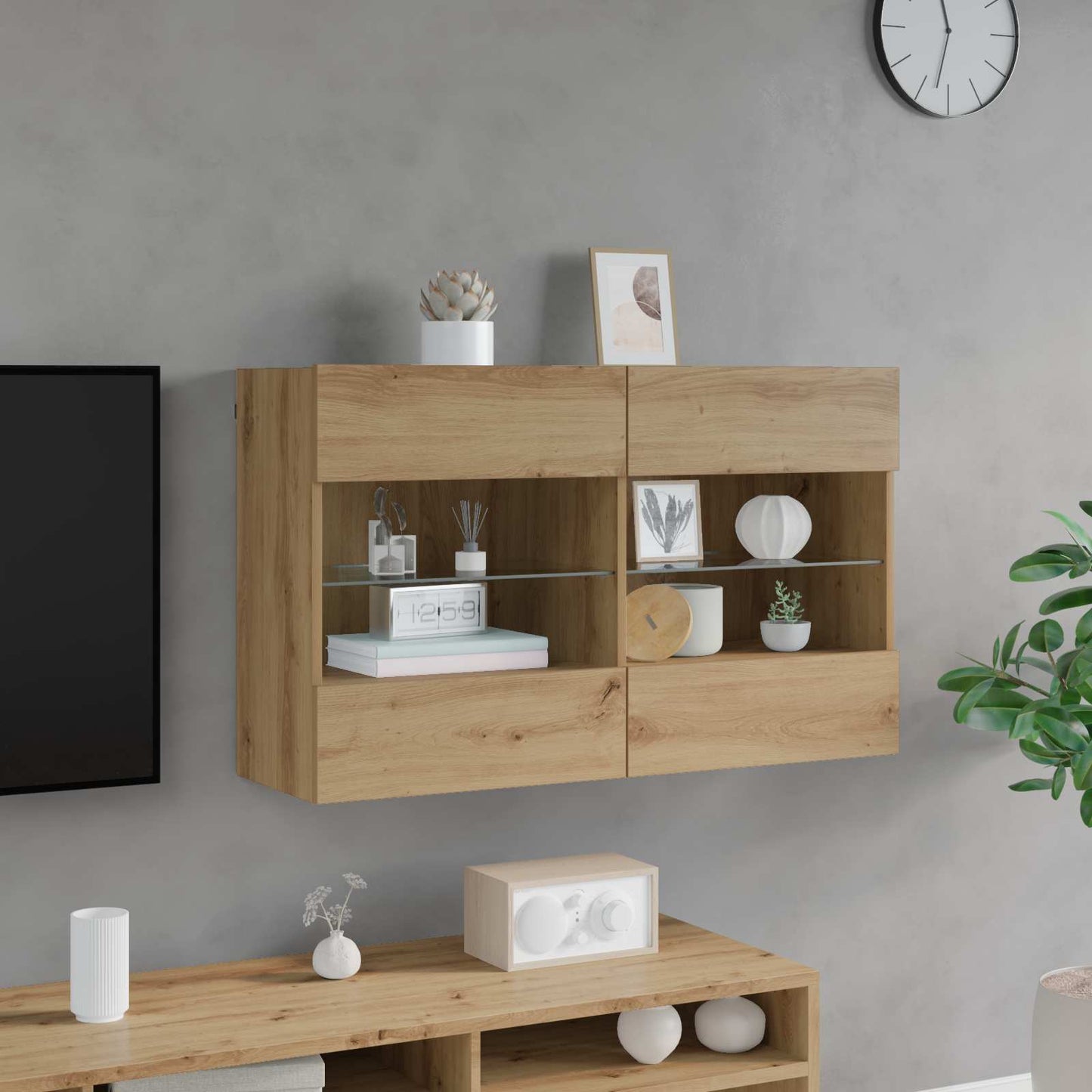 vidaXL Ντουλάπι Τηλεόρασης Τοίχου 98,5 x 30 x 60,5 εκ Artisan Oak