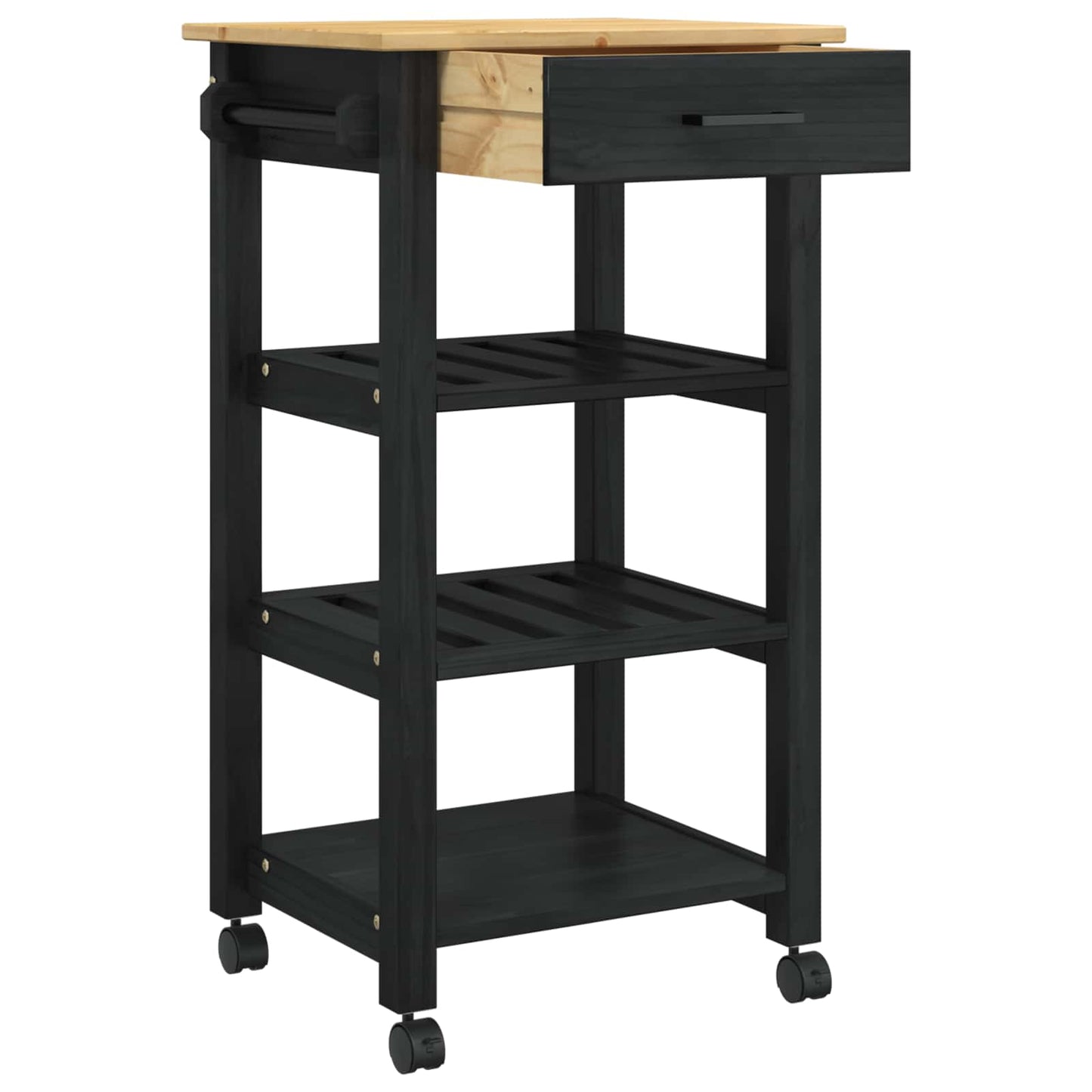 vidaXL Καρότσι Κουζίνας MONZA Μαύρο 48 x 40 x 88,5 εκ.