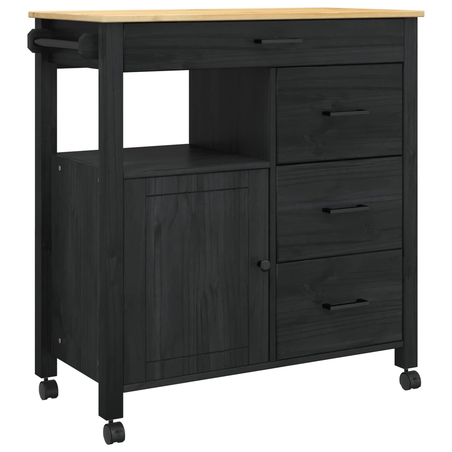 vidaXL Καρότσι Κουζίνας MONZA Μαύρο 84 x 40 x 88,5 εκ.