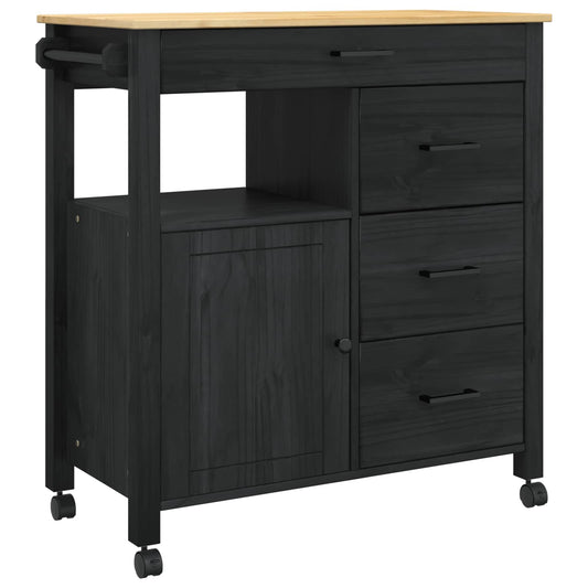 vidaXL Καρότσι Κουζίνας MONZA Μαύρο 84 x 40 x 88,5 εκ.