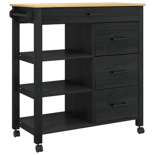 vidaXL Καρότσι Κουζίνας MONZA Μαύρο 84 x 40 x 88,5 εκ.