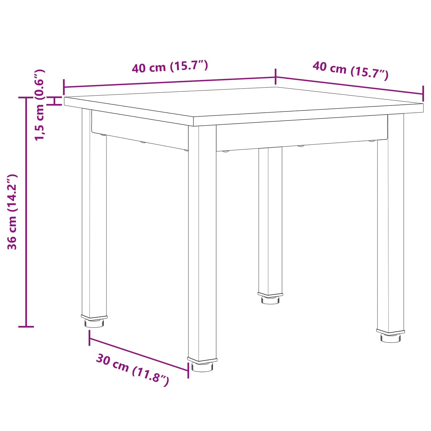 vidaXL Τραπεζάκι σαλονιού Λευκό 40 x 40 x 36 cm Στερεά ξυλεία πεύκου