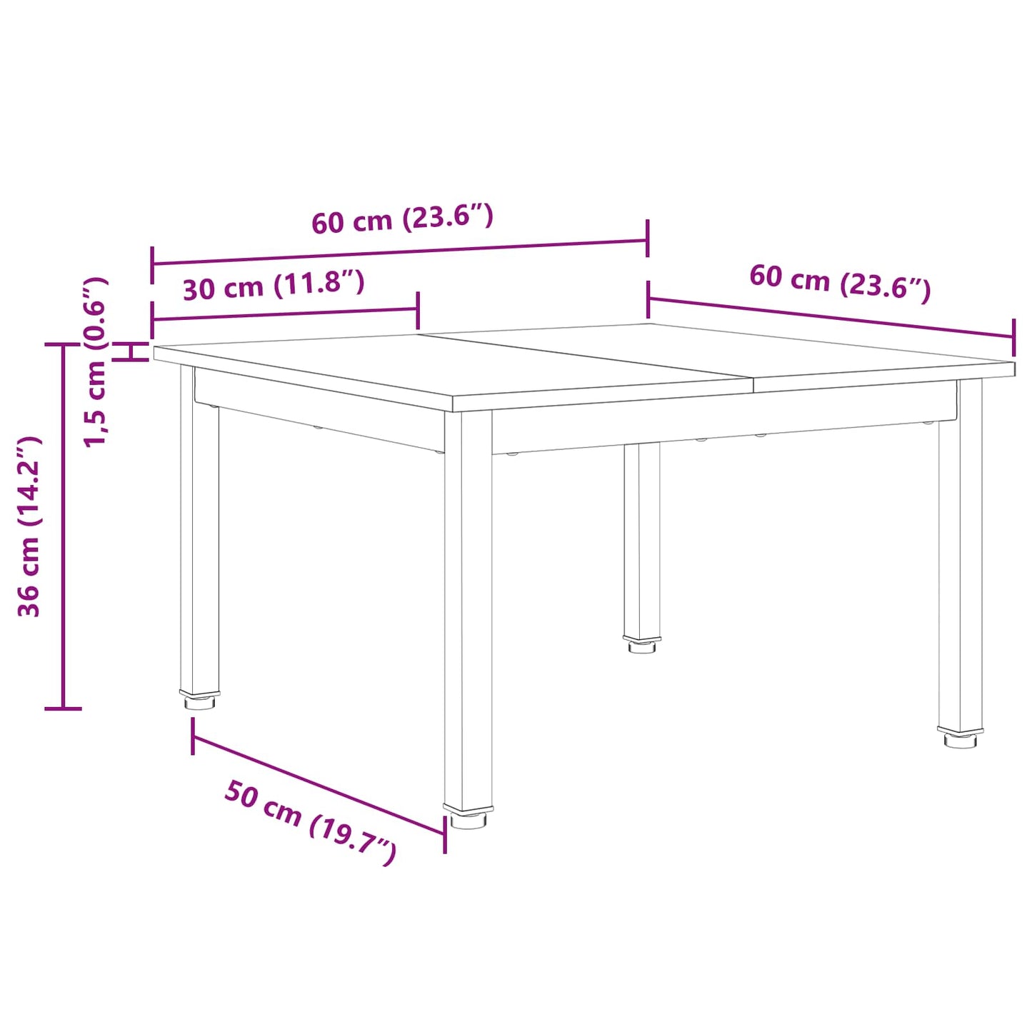 vidaXL Τραπεζάκι σαλονιού Λευκό 60 x 60 x 36 cm Στερεά ξυλεία πεύκου