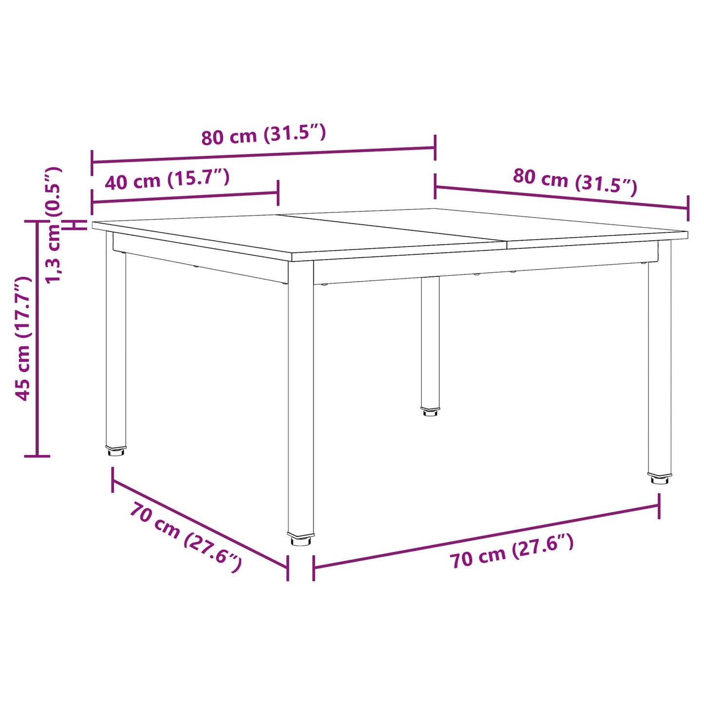 vidaXL Τραπεζάκι σαλονιού Φυσικό 80 x 80 x 45 cm Στερεά ξυλεία πεύκου