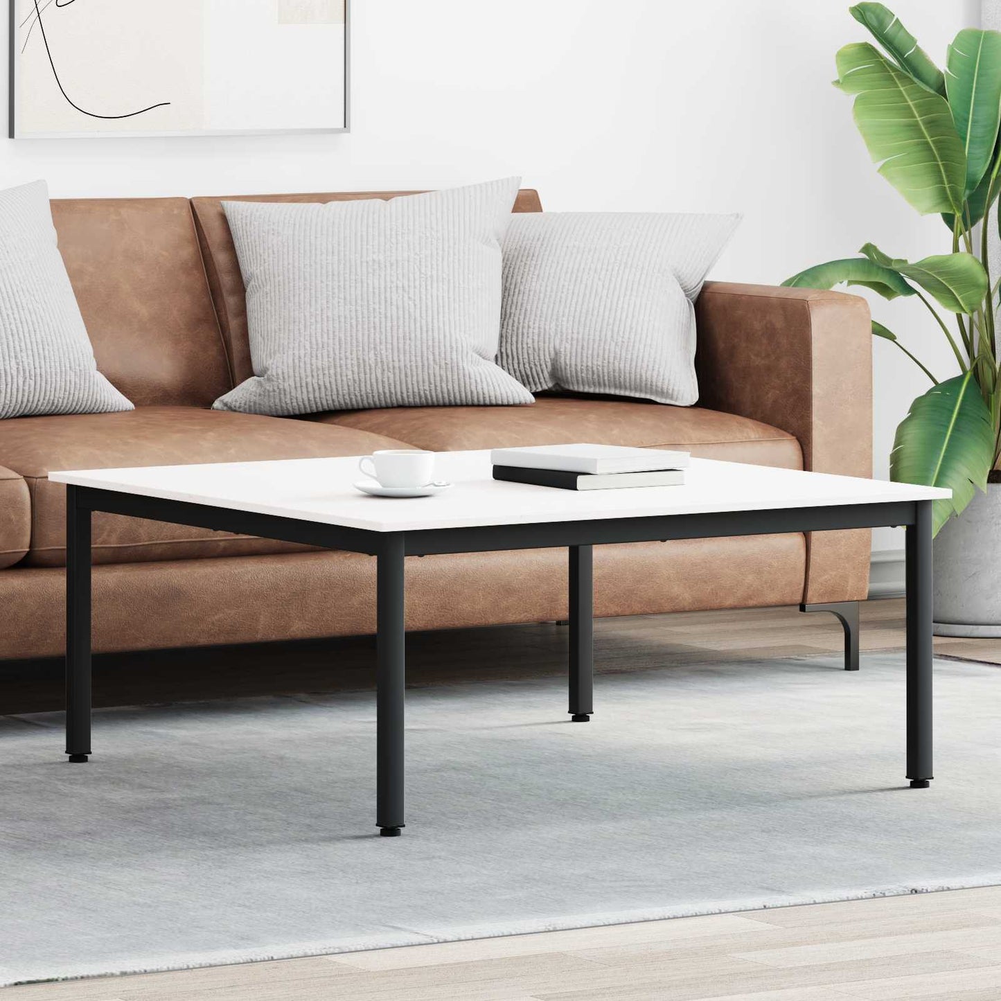 vidaXL Τραπεζάκι σαλονιού Λευκό 100 x 100 x 45 cm Στερεά ξυλεία πεύκου