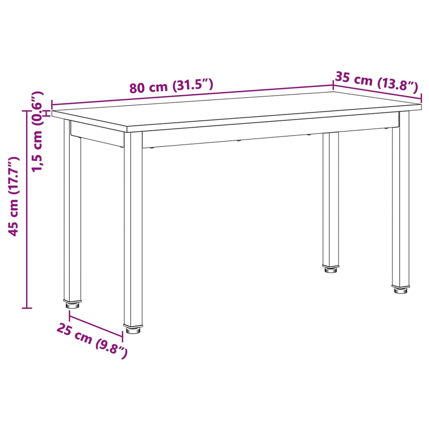 vidaXL παγκάκι Φυσικό 80 x 35 x 45 cm Στερεά ξυλεία πεύκου