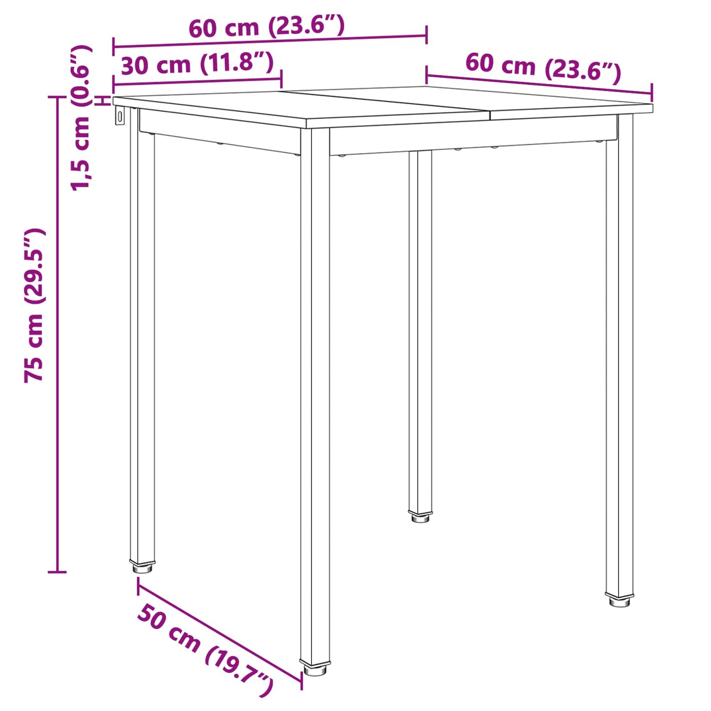 vidaXL Τραπεζαρία Λευκό 60 x 60 x 75 cm Στερεά ξυλεία πεύκου