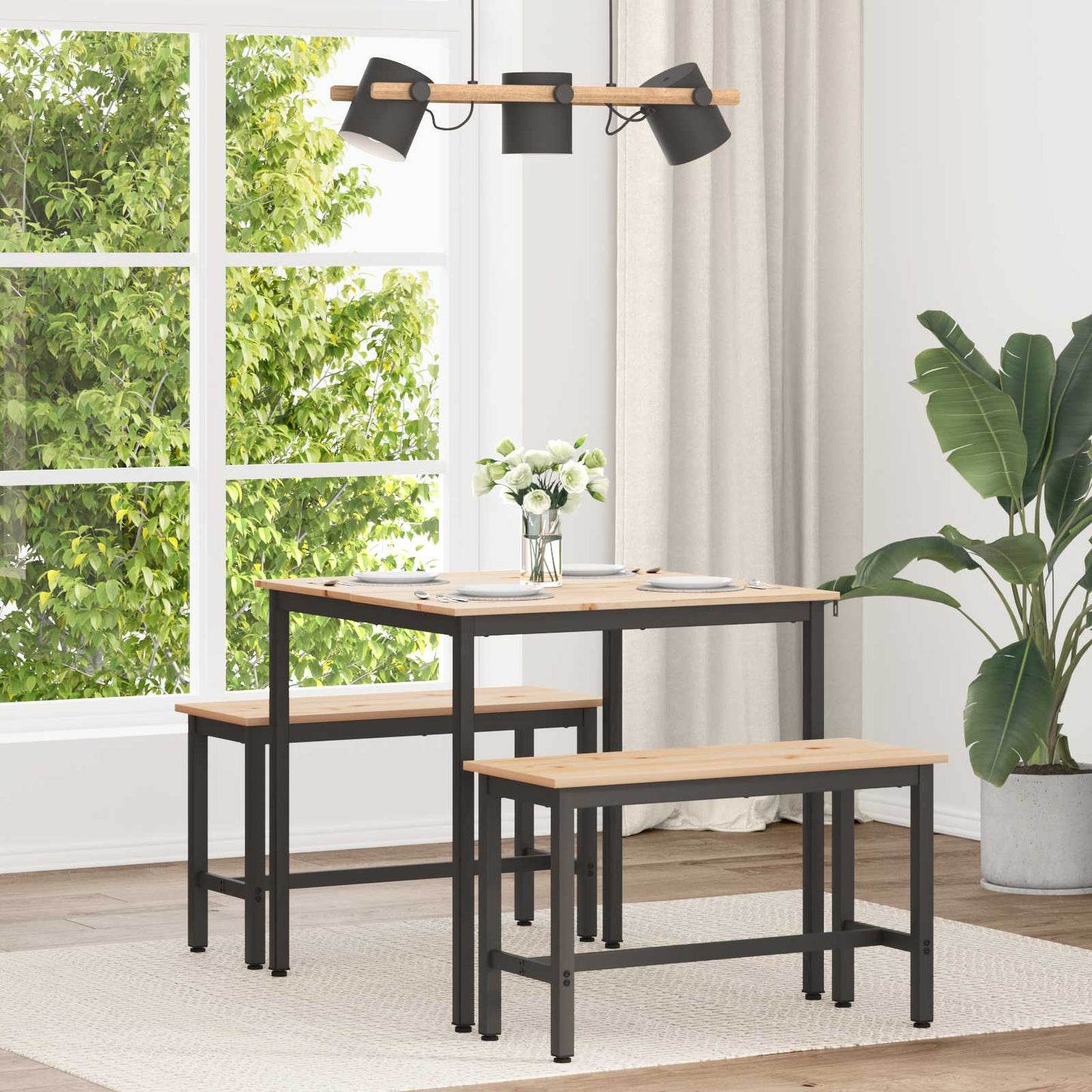 vidaXL Τραπεζαρία Φυσικό 80 x 80 x 75 cm Στερεά ξυλεία πεύκου