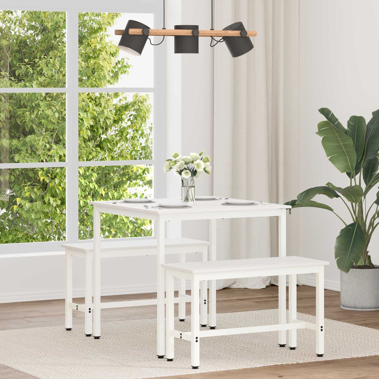 vidaXL Τραπεζαρία Λευκό 80 x 80 x 75 cm Στερεά ξυλεία πεύκου