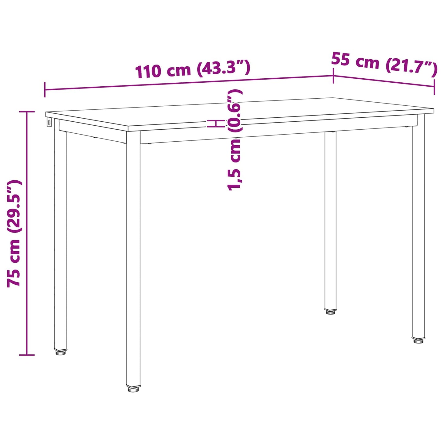 vidaXL Τραπεζαρία Λευκό 110 x 55 x 75 cm Στερεά ξυλεία πεύκου