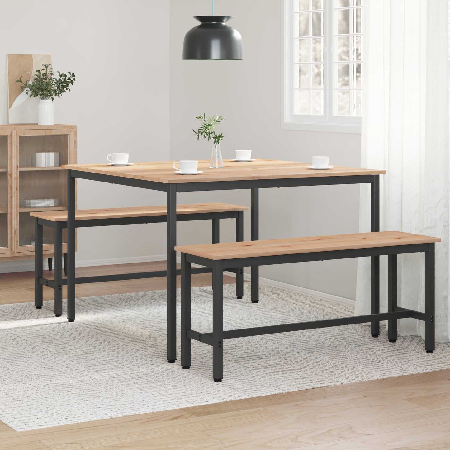 vidaXL Τραπεζαρία Φυσικό 110 x 110 x 75 cm Στερεά ξυλεία πεύκου