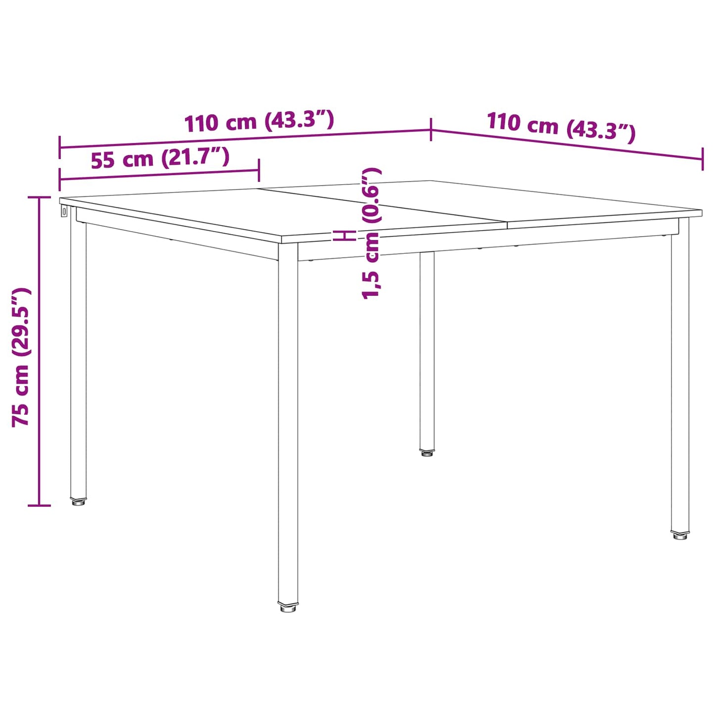 vidaXL Τραπεζαρία Λευκό 110 x 110 x 75 cm Στερεά ξυλεία πεύκου