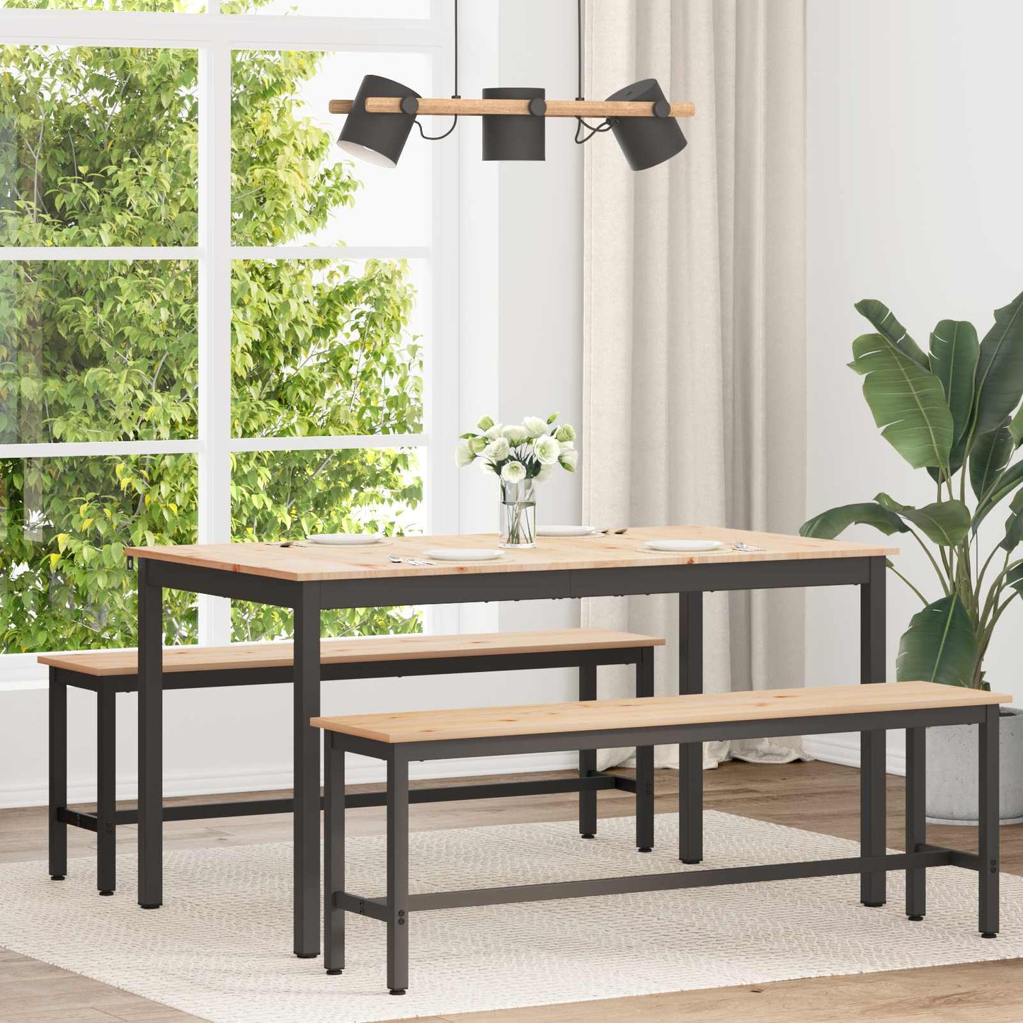 vidaXL Τραπεζαρία Φυσικό 140 x 80 x 75 cm Στερεά ξυλεία πεύκου