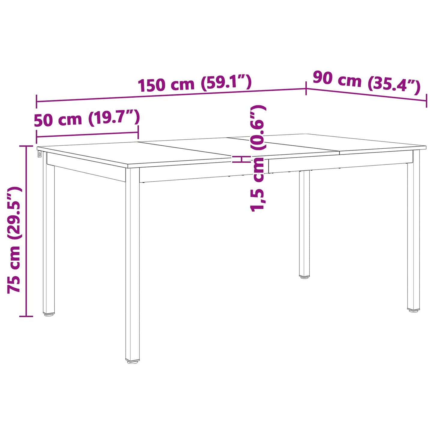 vidaXL Τραπεζαρία Φυσικό 150 x 90 x 75 cm Στερεά ξυλεία πεύκου