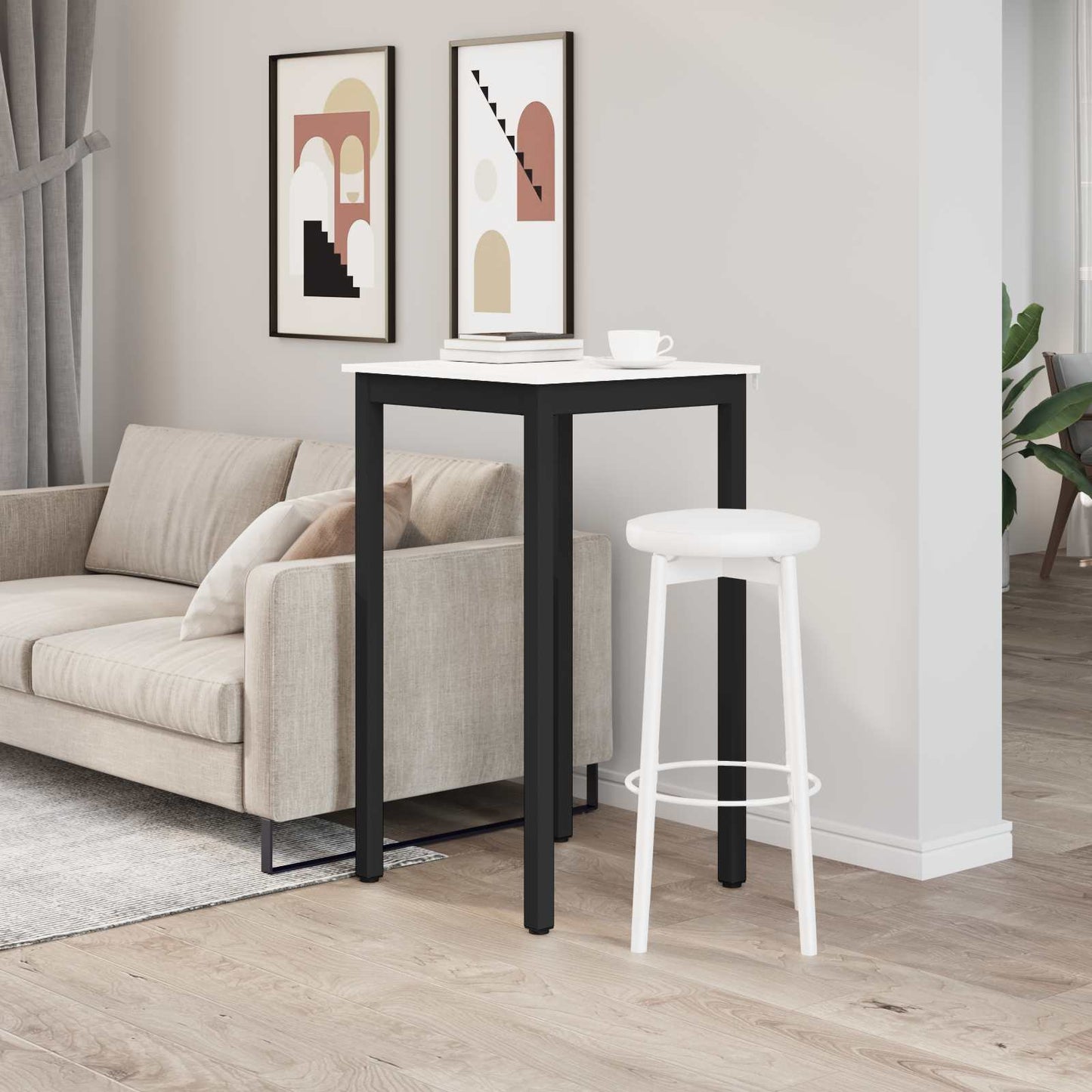 vidaXL Τραπέζι μπαρ Λευκό 60 x 60 x 105 cm Στερεά ξυλεία πεύκου