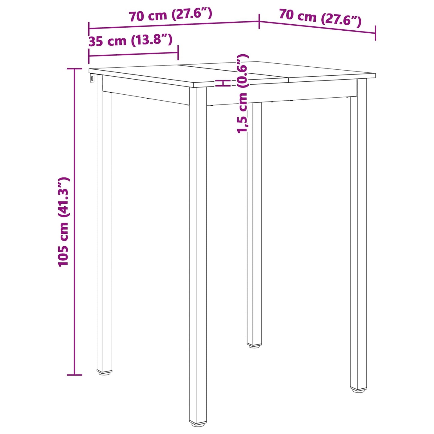 vidaXL Τραπέζι μπαρ Φυσικό 110 x 55 x 105 εκ. Στερεά ξυλεία πεύκου