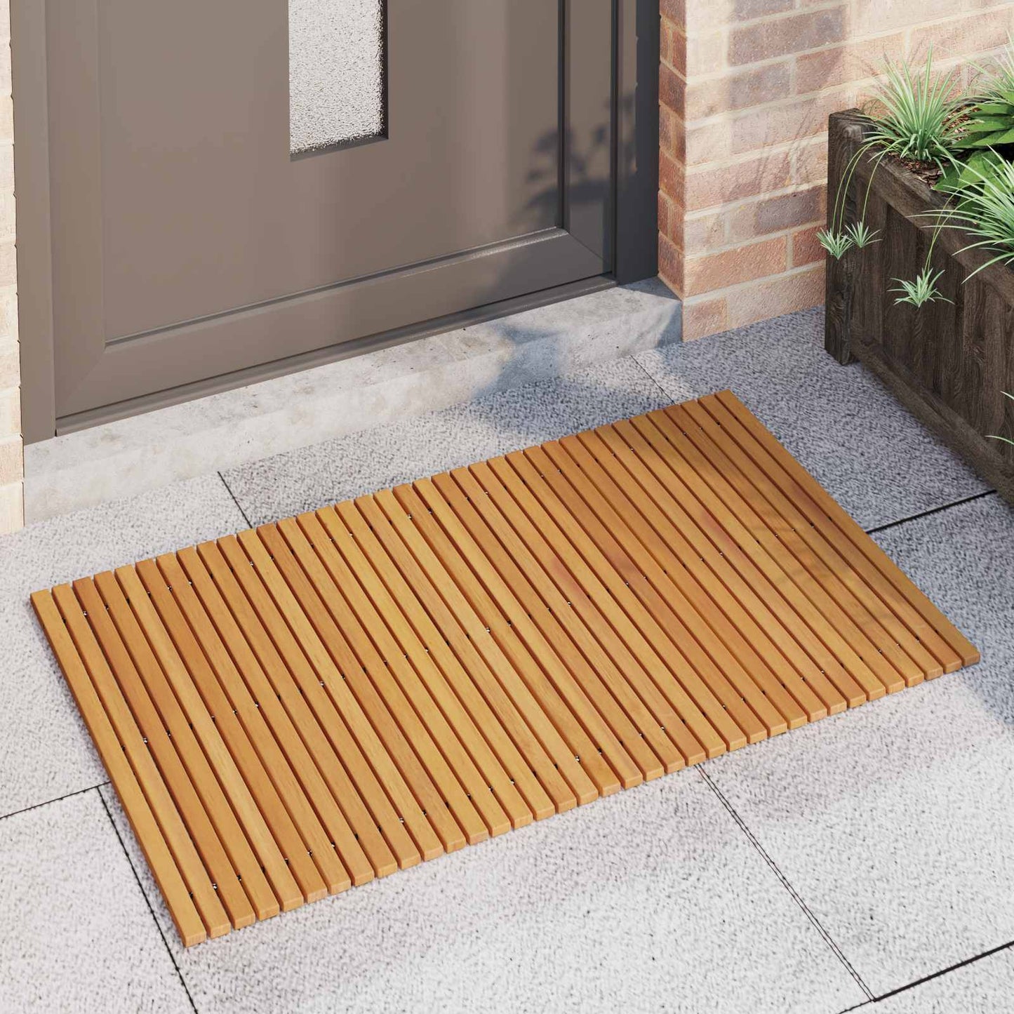 vidaXL Πατάκι μπάνιου Καφέ 100 x 60 cm Στερεό Ξύλο Ακακίας