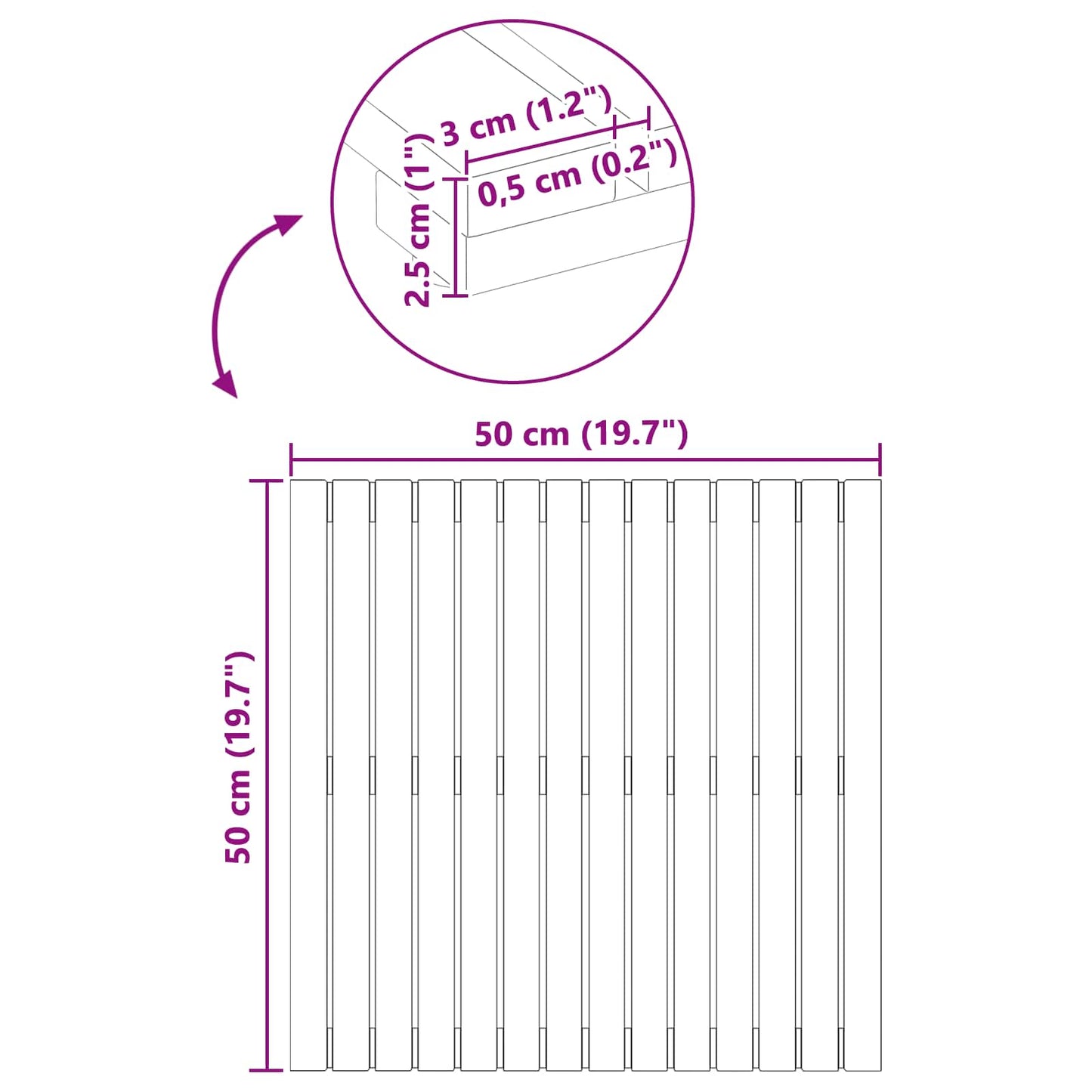 vidaXL Πατάκι μπάνιου Μονόχρωμο Καφέ 50 x 50 cm Στερεό Ξύλο Ακακίας