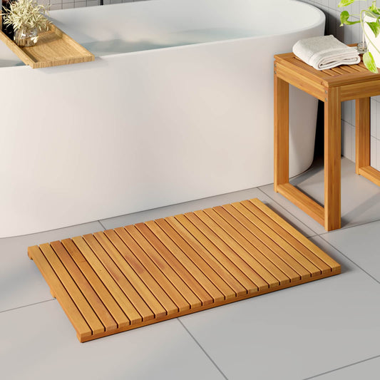 vidaXL Πατάκι μπάνιου Μονόχρωμο Καφέ 80 x 50 cm Στερεό Ξύλο Ακακίας