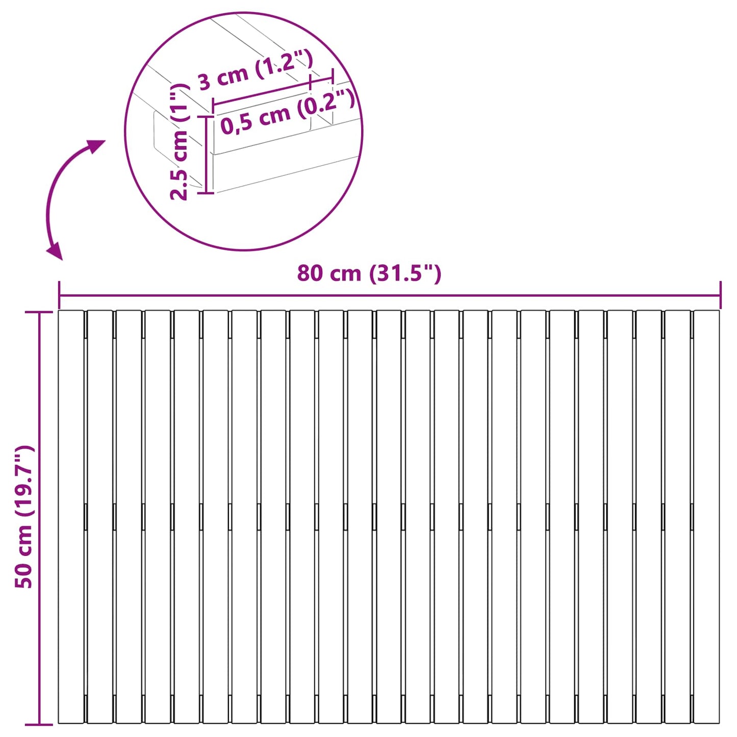 vidaXL Πατάκι μπάνιου Μονόχρωμο Καφέ 80 x 50 cm Στερεό Ξύλο Ακακίας