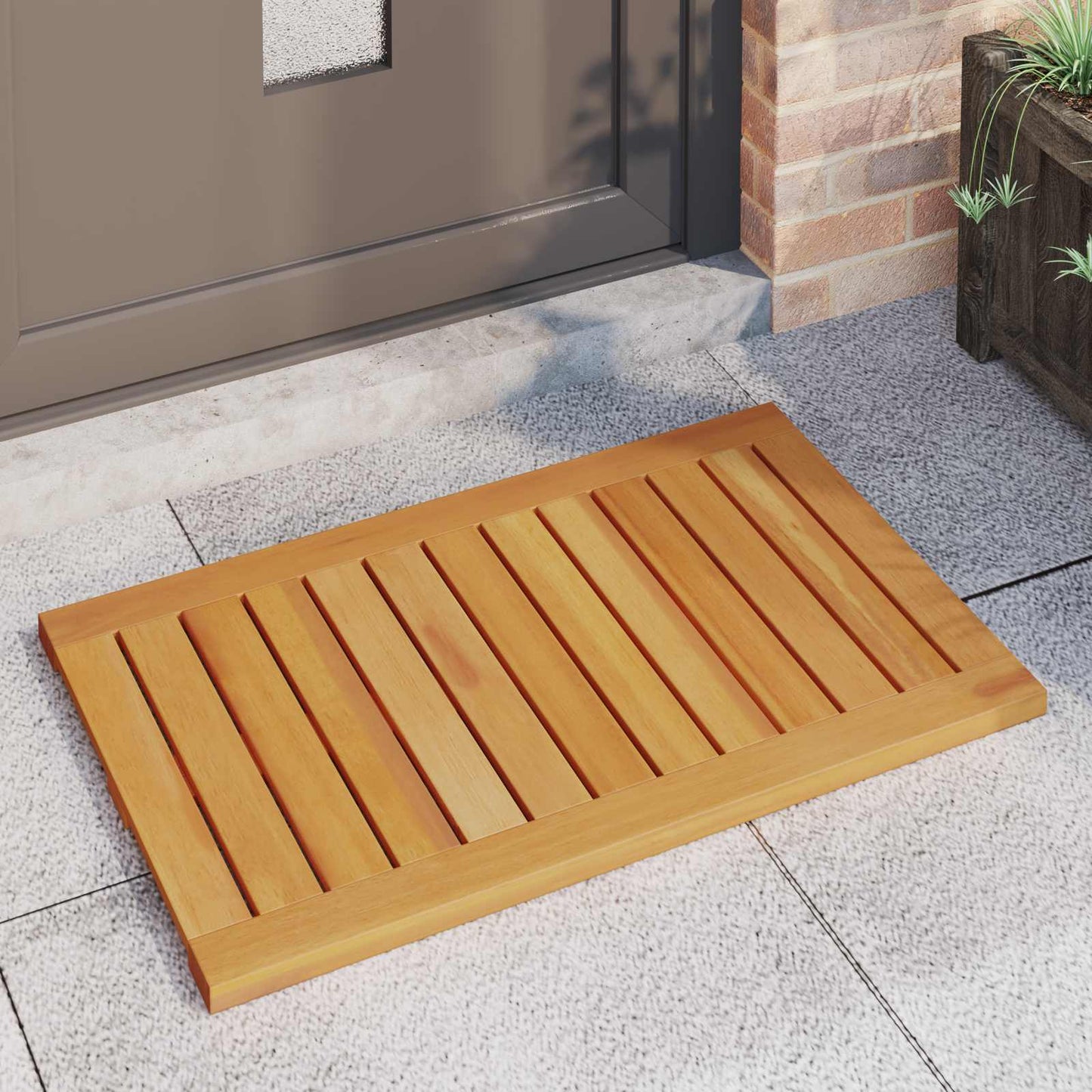 vidaXL Πατάκι μπάνιου Μονόχρωμο Καφέ 80 x 50 cm Στερεό Ξύλο Ακακίας