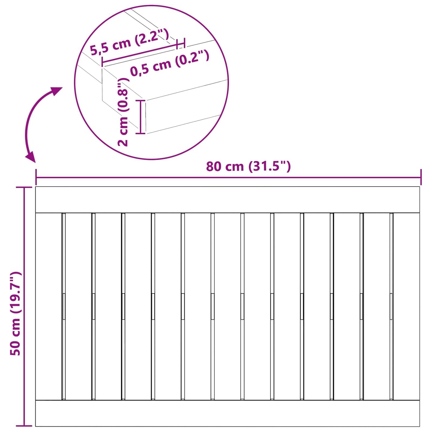 vidaXL Πατάκι μπάνιου Μονόχρωμο Καφέ 80 x 50 cm Στερεό Ξύλο Ακακίας