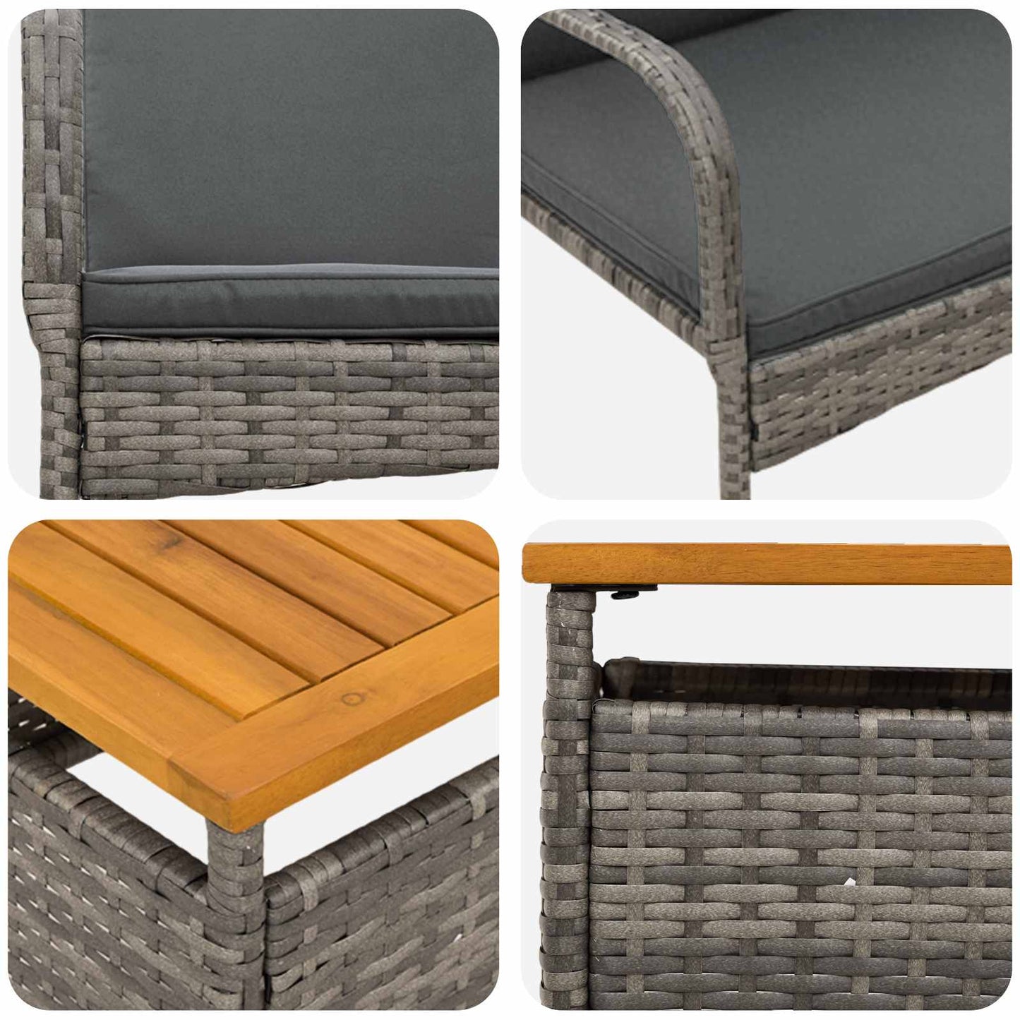 vidaXL Σετ Μπιστρό Κήπου 3 τμχ. Γκρι συνθετικό ρατάν