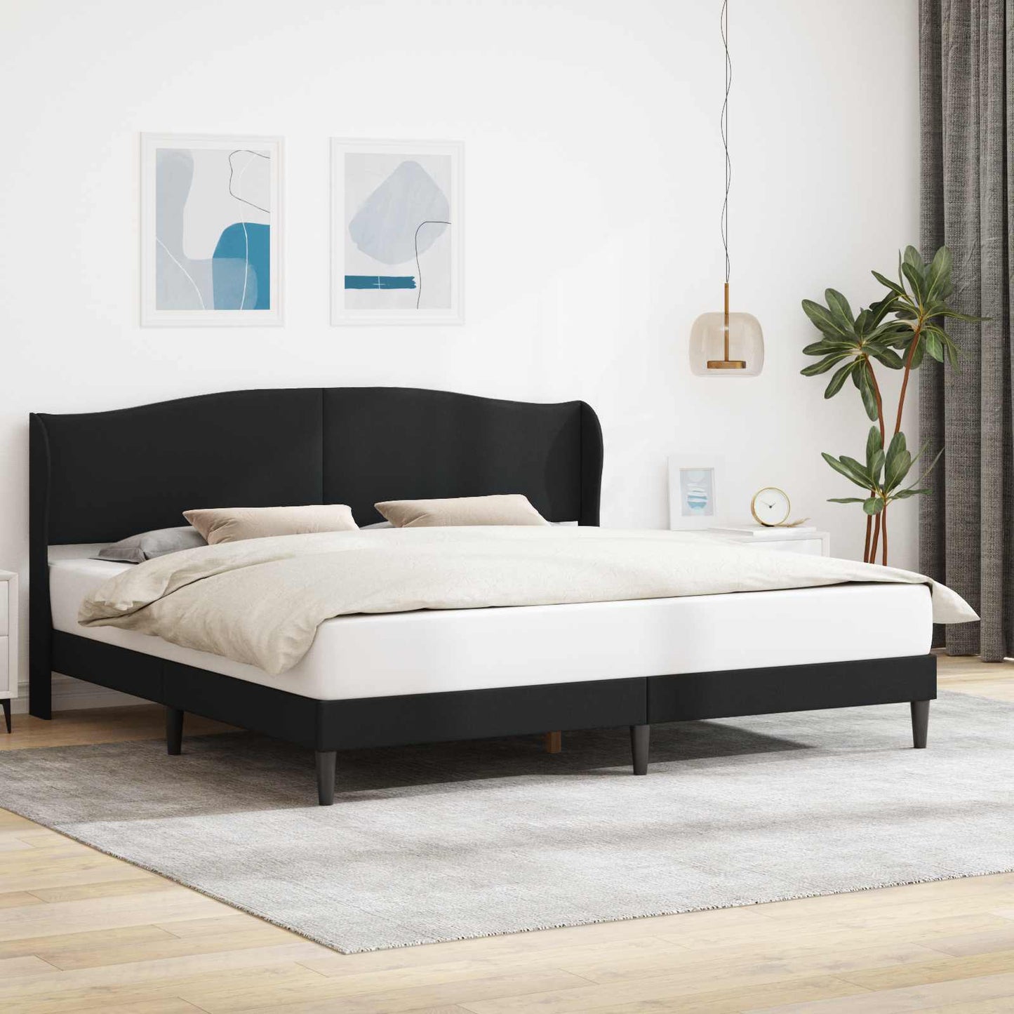 vidaXL Σκελετός Κρεβατιού με κεφαλάρι Μαύρο 180 x 200 cm Τεχνητό Δέρμα