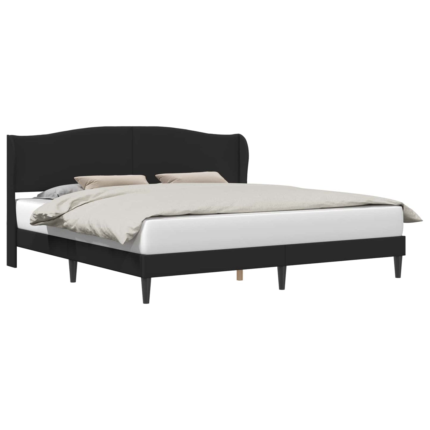 vidaXL Σκελετός Κρεβατιού με κεφαλάρι Μαύρο 180 x 200 cm Τεχνητό Δέρμα