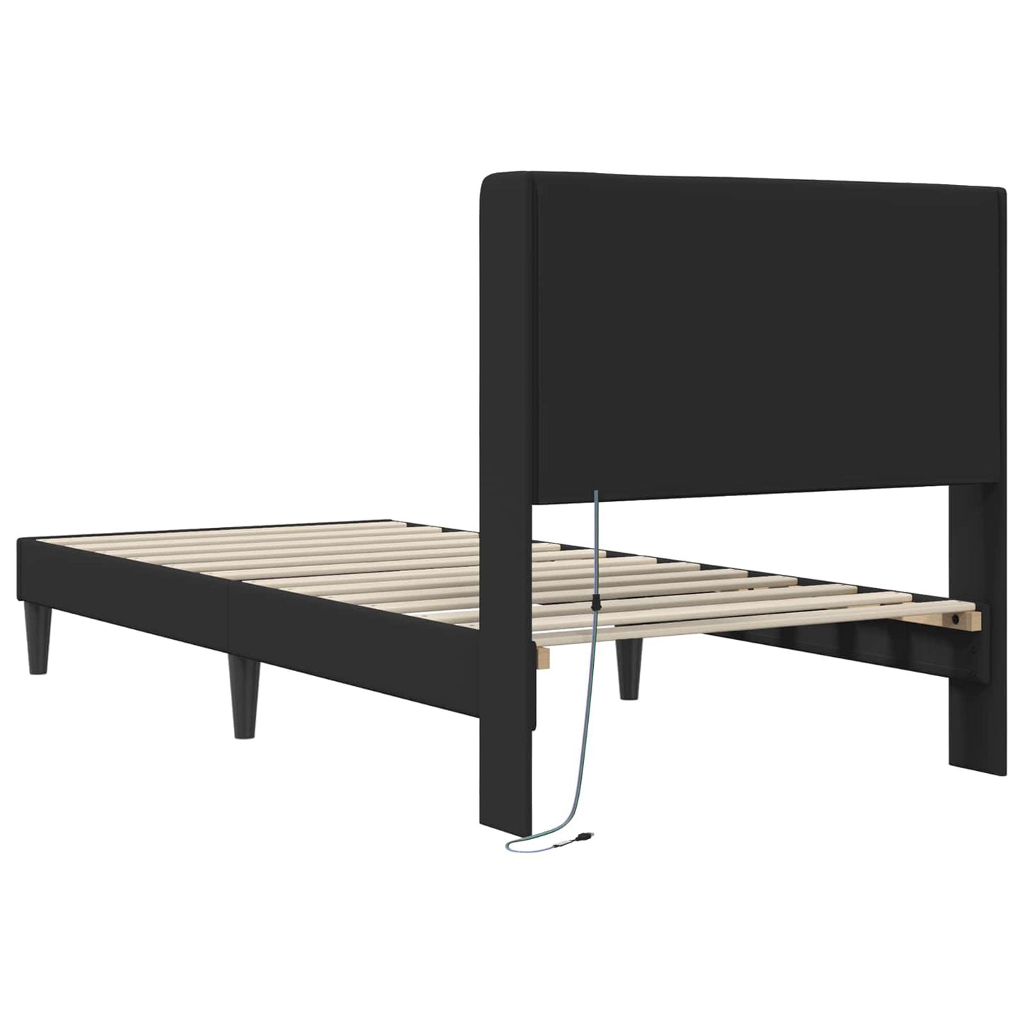 vidaXL Σκελετός Κρεβατιού με κεφαλάρι Μαύρο 90 x 190 cm Τεχνητό Δέρμα