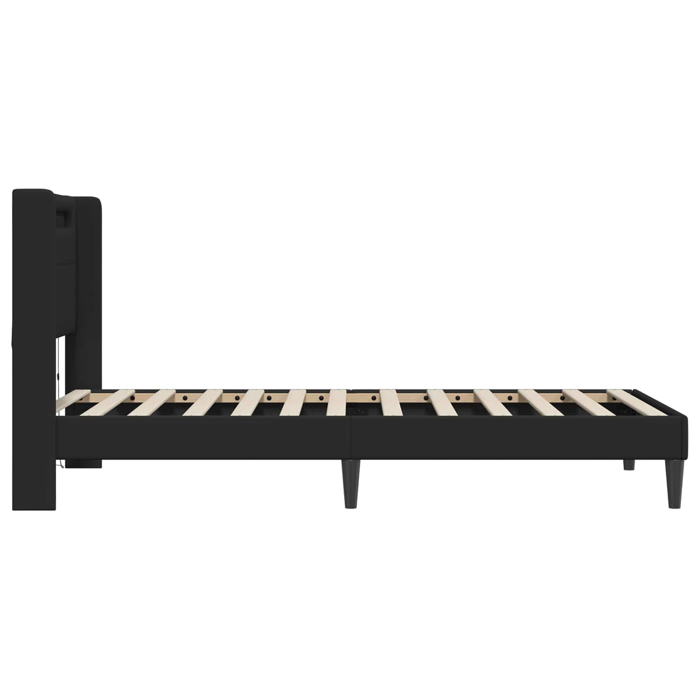 vidaXL Σκελετός Κρεβατιού με κεφαλάρι Μαύρο 90 x 190 cm Τεχνητό Δέρμα
