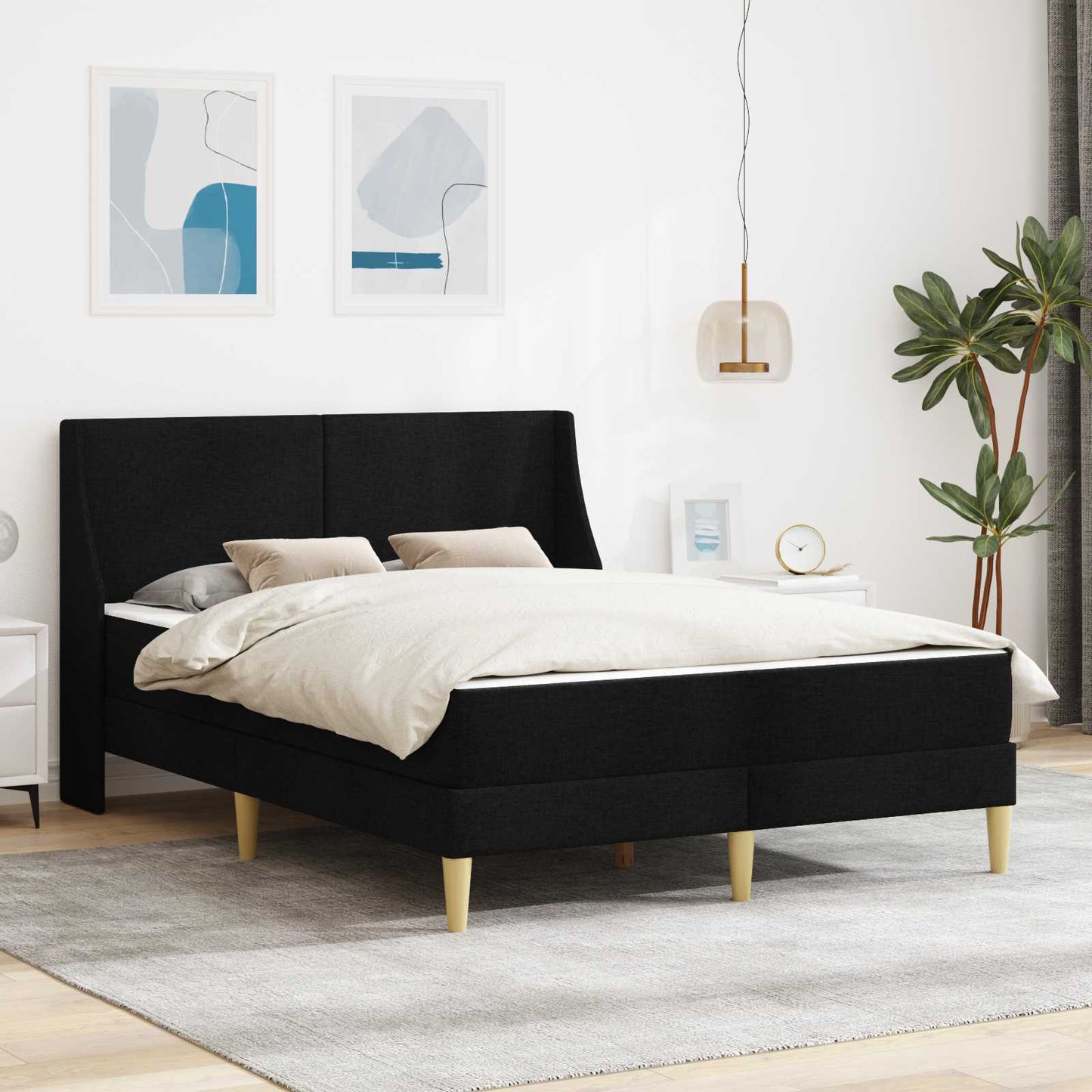 vidaXL Σκελετός κρεβατιού με στρώμα Μαύρο 160 x 200 cm Πολυεστέρας