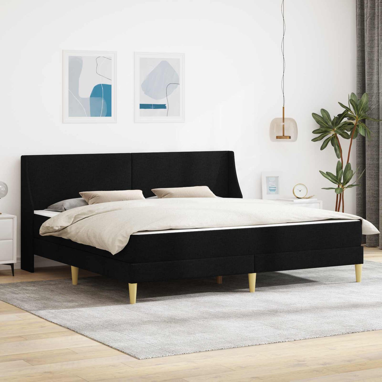 vidaXL Σκελετός κρεβατιού με στρώμα Μαύρο 180 x 200 cm Πολυεστέρας