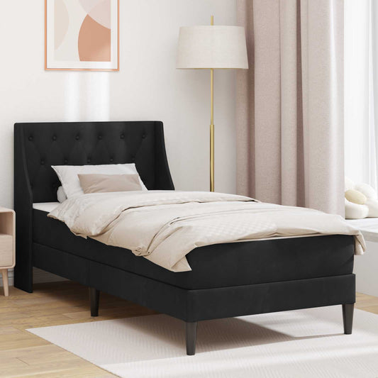 vidaXL Σκελετός κρεβατιού με στρώμα Μαύρο 80 x 200 cm Βελούδο