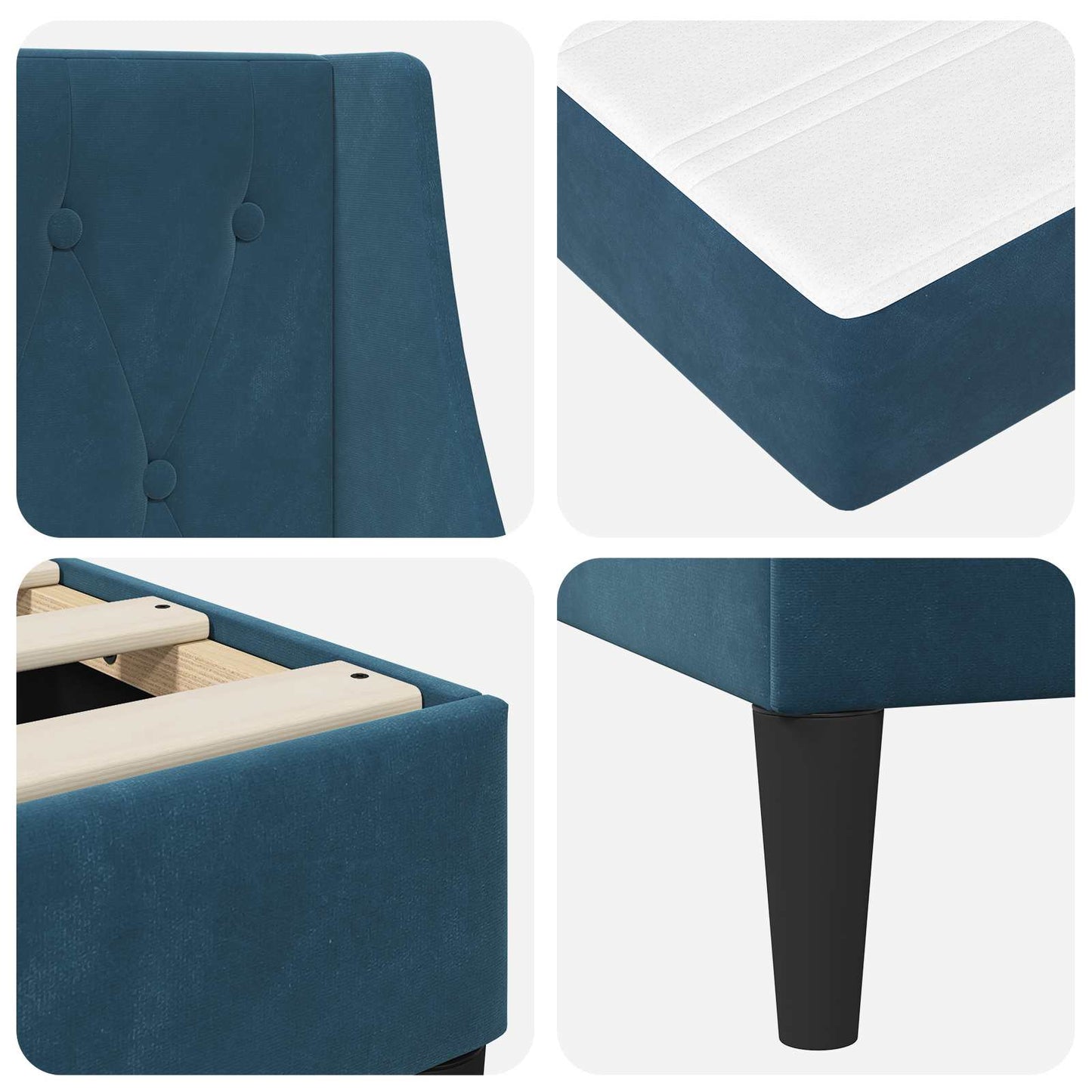 vidaXL Σκελετός κρεβατιού με στρώμα Μπλε 140 x 200 cm Βελούδο