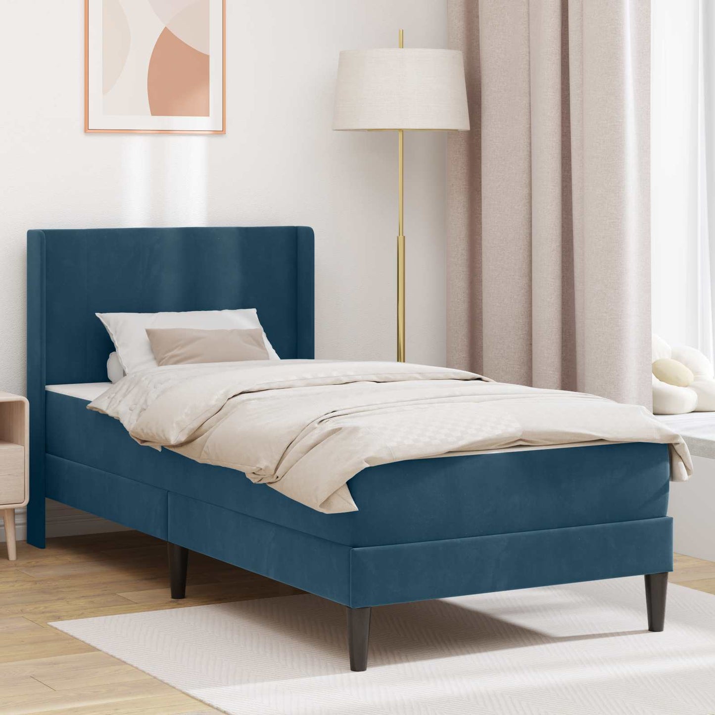 vidaXL Σκελετός κρεβατιού με στρώμα Μπλε 80 x 200 cm Βελούδο