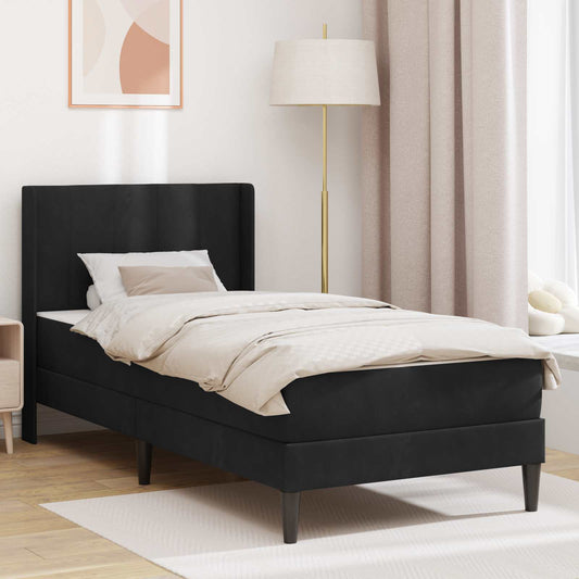 vidaXL Σκελετός κρεβατιού με στρώμα Μαύρο 90 x 200 cm Βελούδο