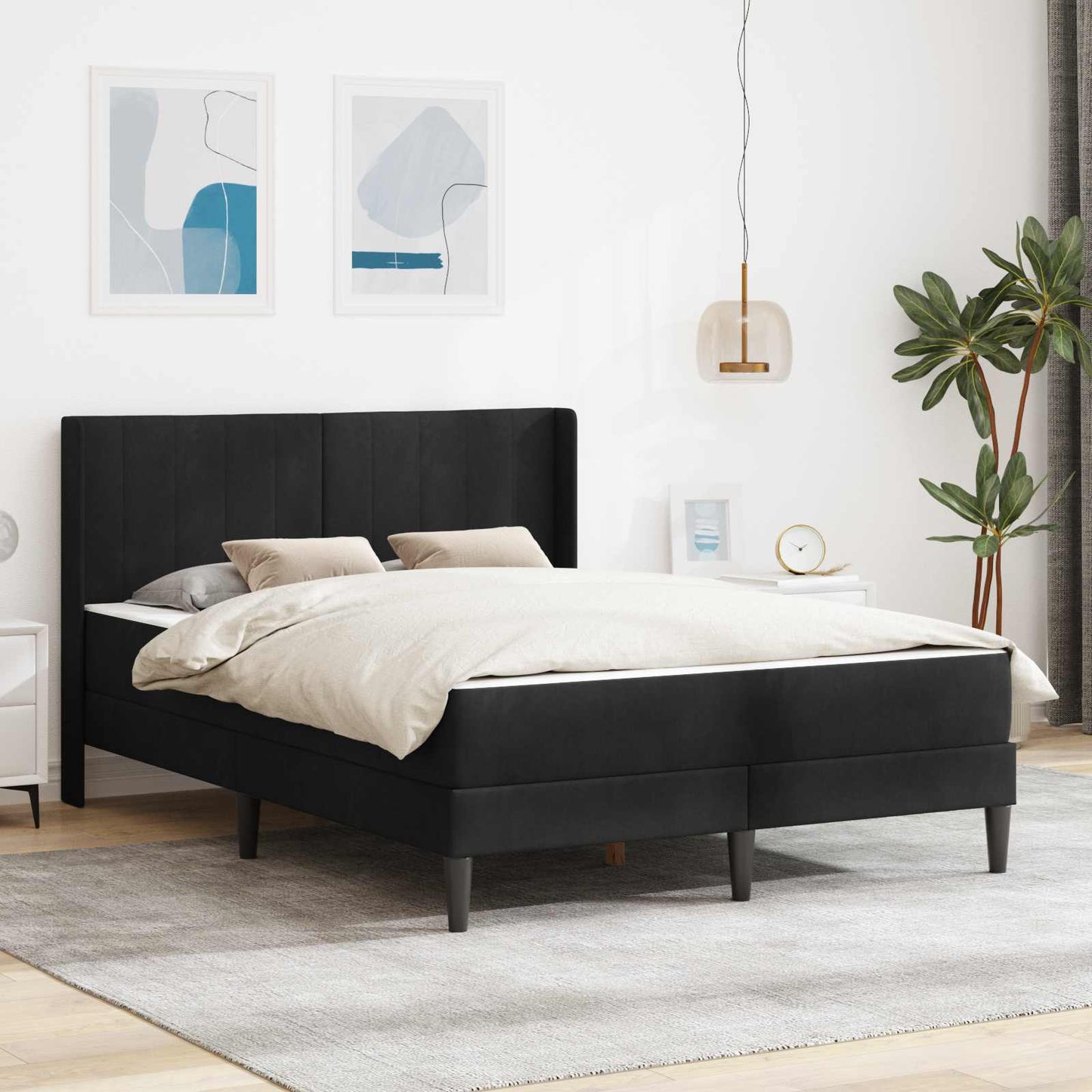 vidaXL Σκελετός κρεβατιού με στρώμα Μαύρο 120 x 190 cm Βελούδο