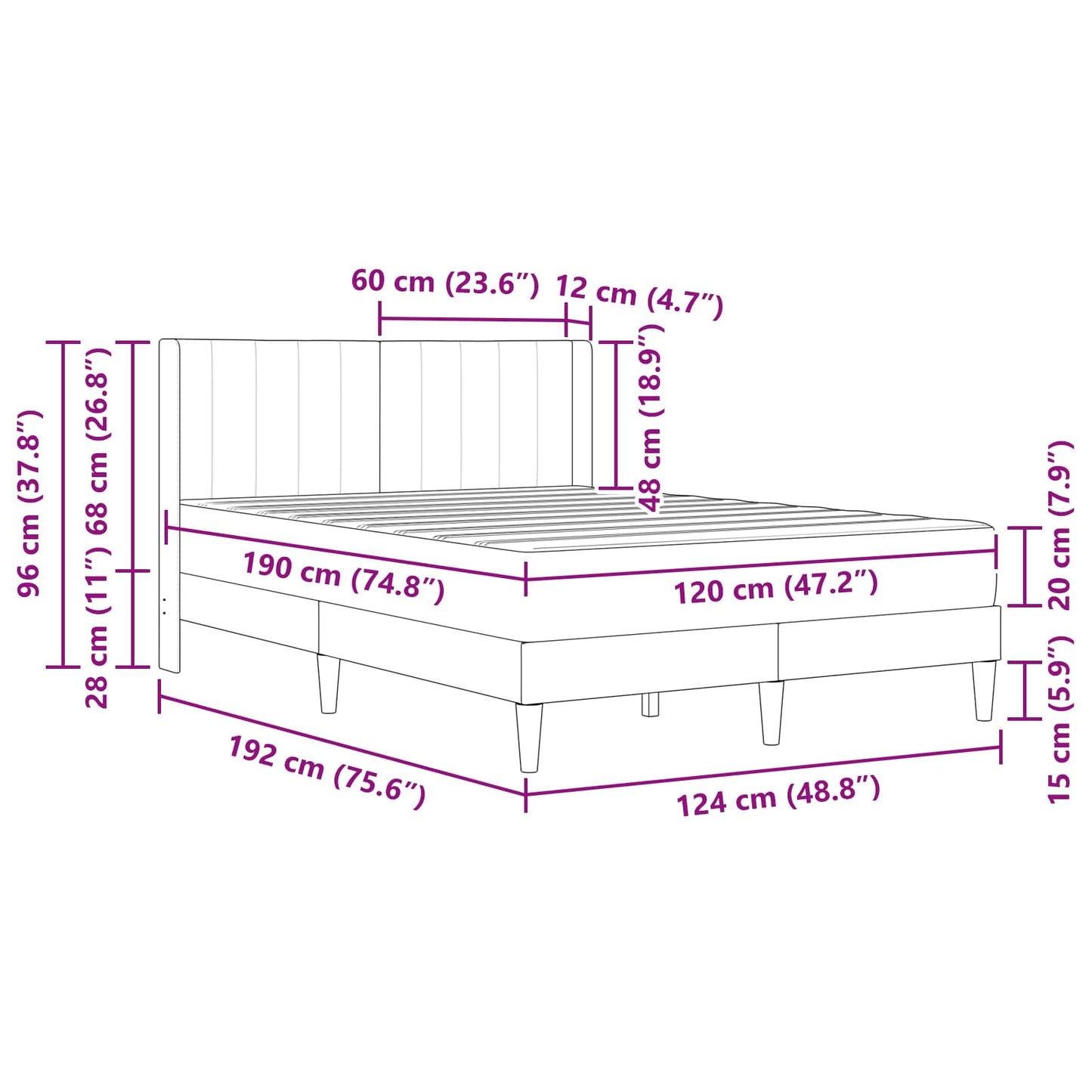 vidaXL Σκελετός κρεβατιού με στρώμα Μαύρο 120 x 190 cm Βελούδο