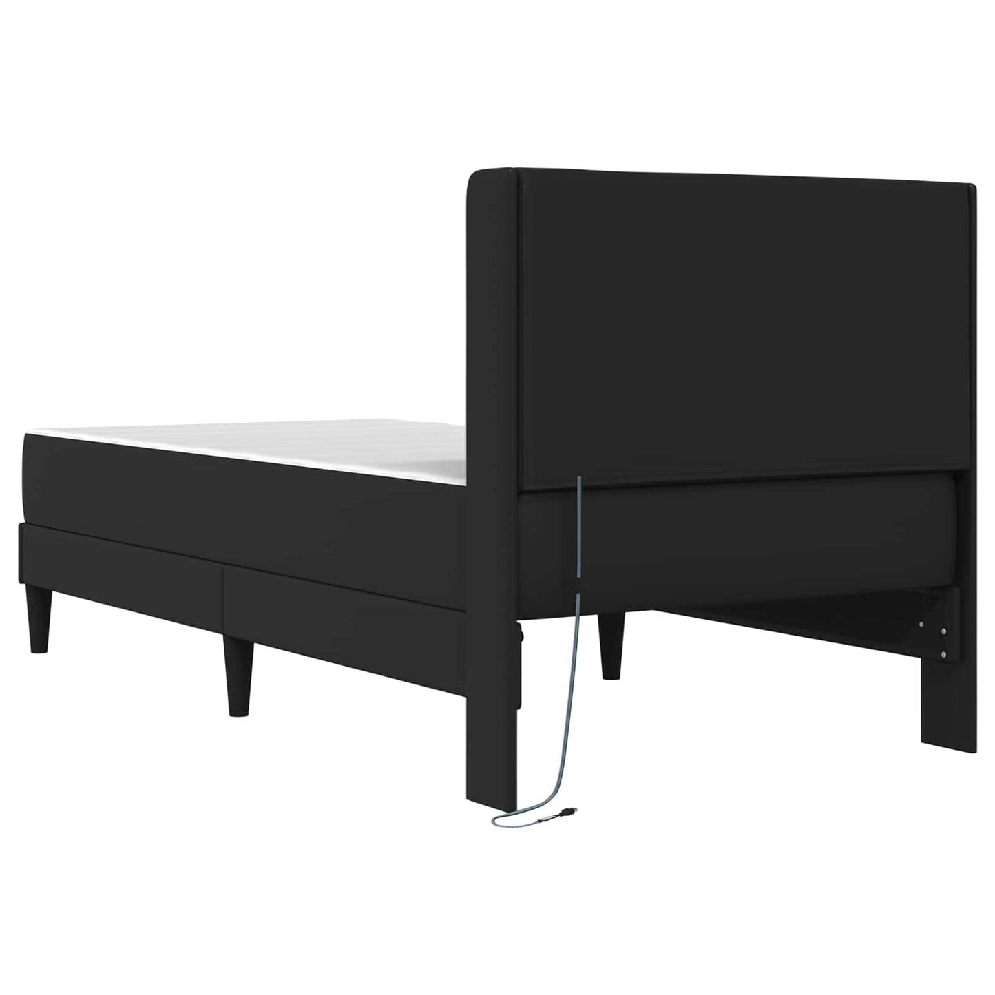vidaXL Σκελετός κρεβατιού με στρώμα Μαύρο 90 x 190 cm Τεχνητό Δέρμα