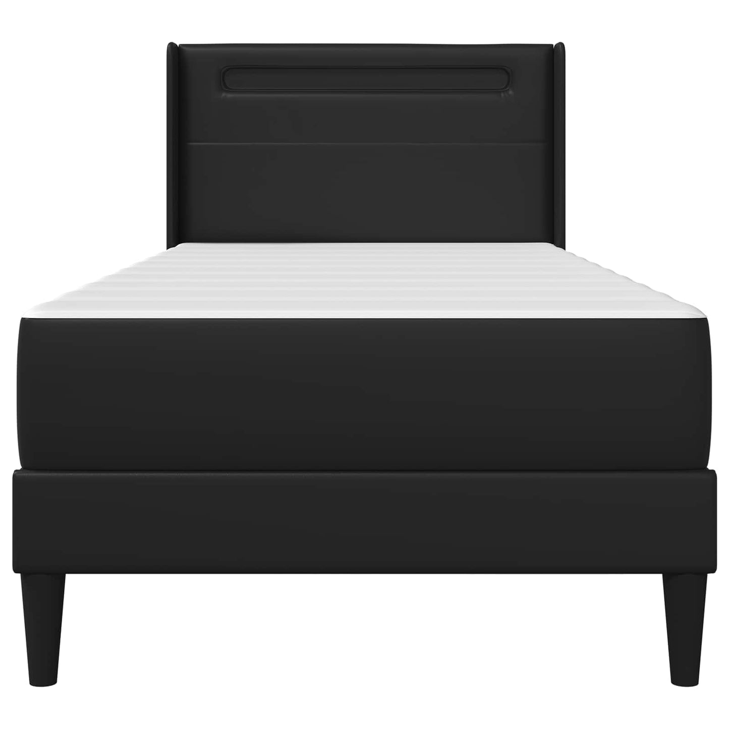 vidaXL Σκελετός κρεβατιού με στρώμα Μαύρο 90 x 190 cm Τεχνητό Δέρμα
