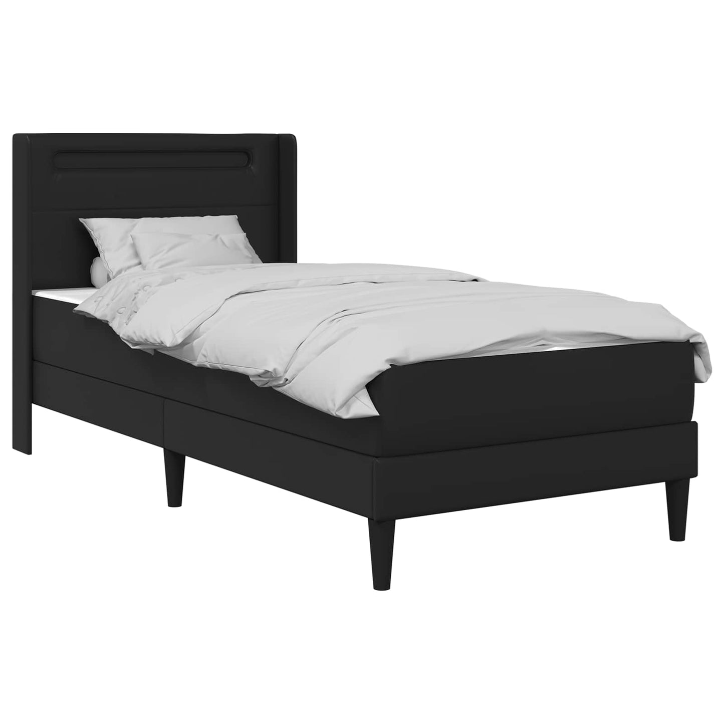 vidaXL Σκελετός κρεβατιού με στρώμα Μαύρο 90 x 190 cm Τεχνητό Δέρμα