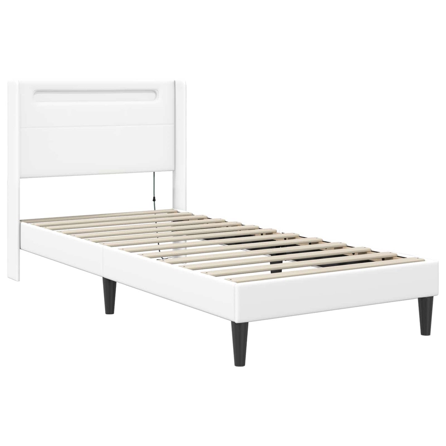 vidaXL Σκελετός κρεβατιού με στρώμα Λευκό 90 x 190 cm Τεχνητό Δέρμα