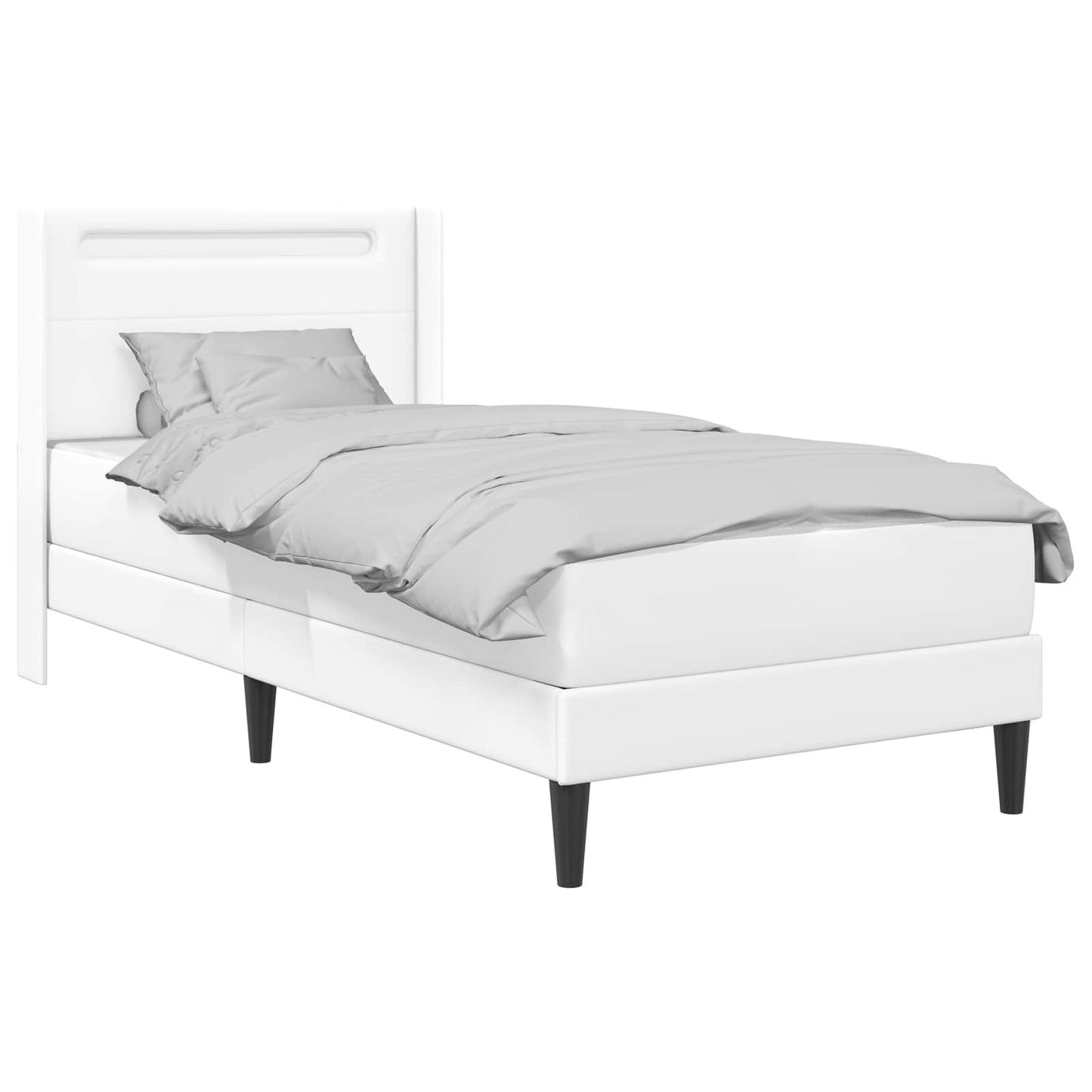 vidaXL Σκελετός κρεβατιού με στρώμα Λευκό 90 x 190 cm Τεχνητό Δέρμα