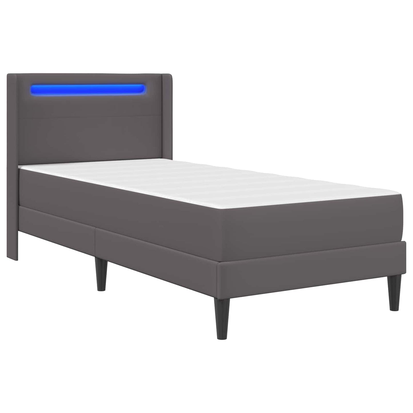 vidaXL Σκελετός κρεβατιού με στρώμα Γκρι 90 x 200 cm Τεχνητό Δέρμα