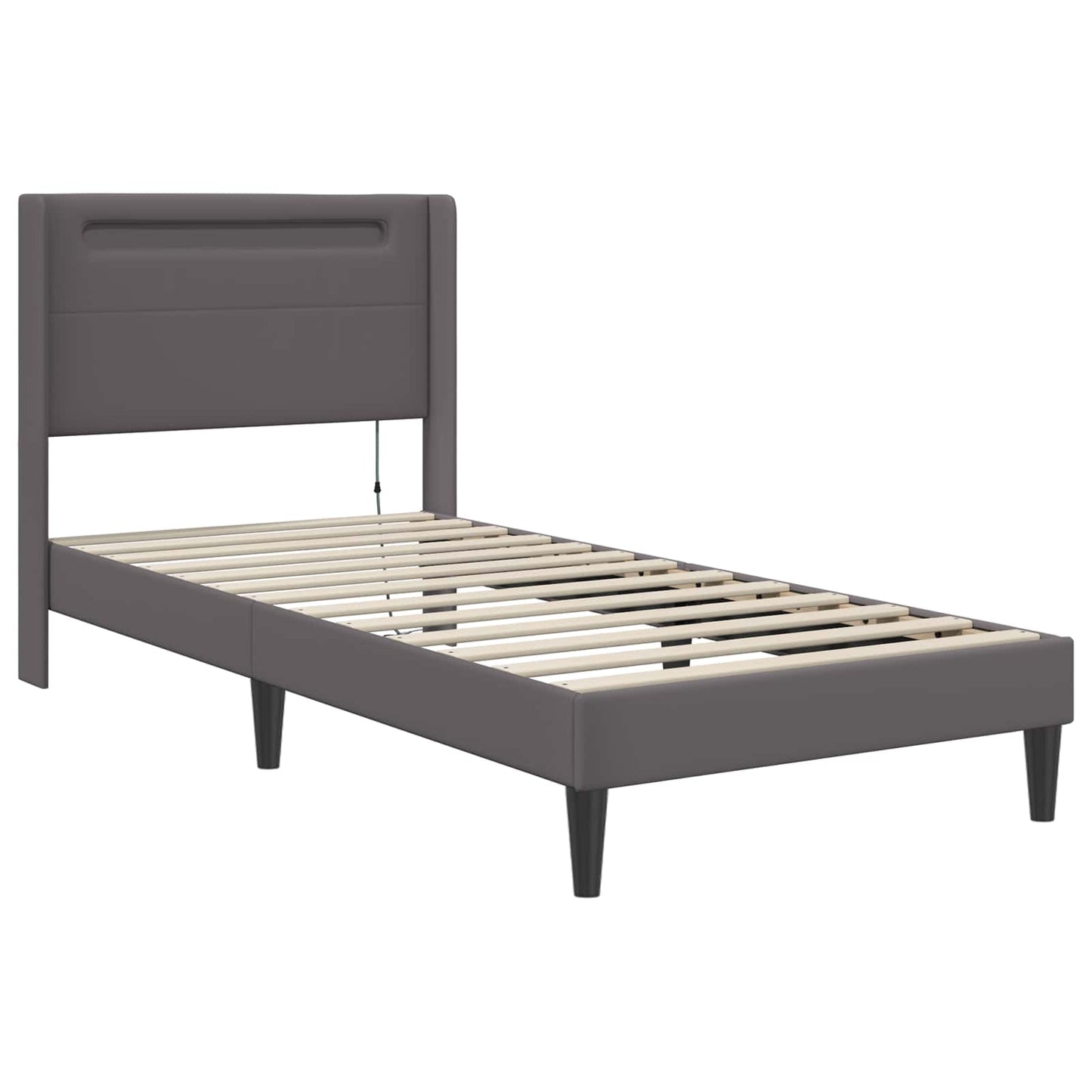 vidaXL Σκελετός κρεβατιού με στρώμα Γκρι 90 x 200 cm Τεχνητό Δέρμα