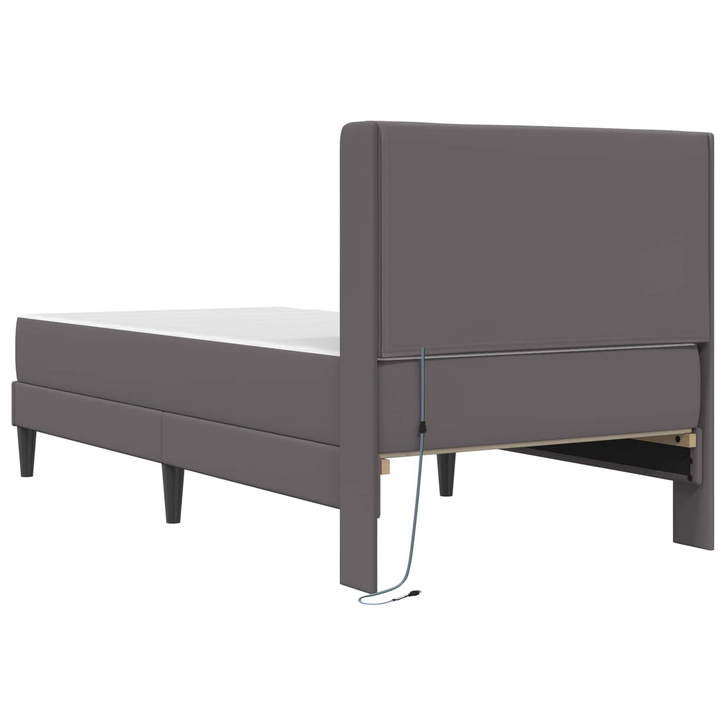 vidaXL Σκελετός κρεβατιού με στρώμα Γκρι 90 x 200 cm Τεχνητό Δέρμα