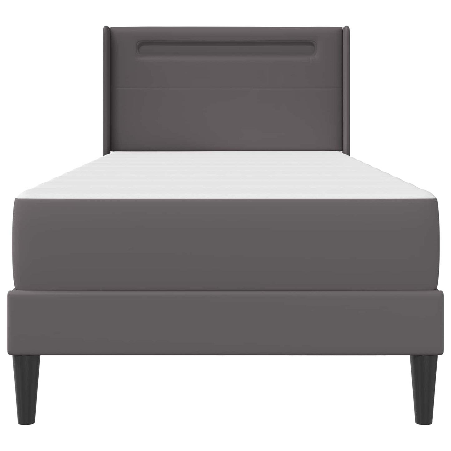vidaXL Σκελετός κρεβατιού με στρώμα Γκρι 90 x 200 cm Τεχνητό Δέρμα