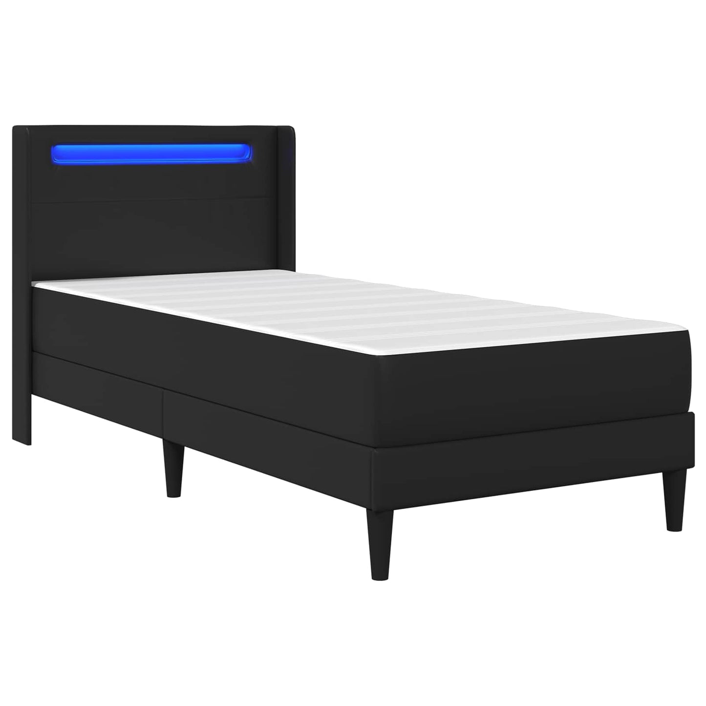 vidaXL Σκελετός κρεβατιού με στρώμα Μαύρο 90 x 200 cm Τεχνητό Δέρμα